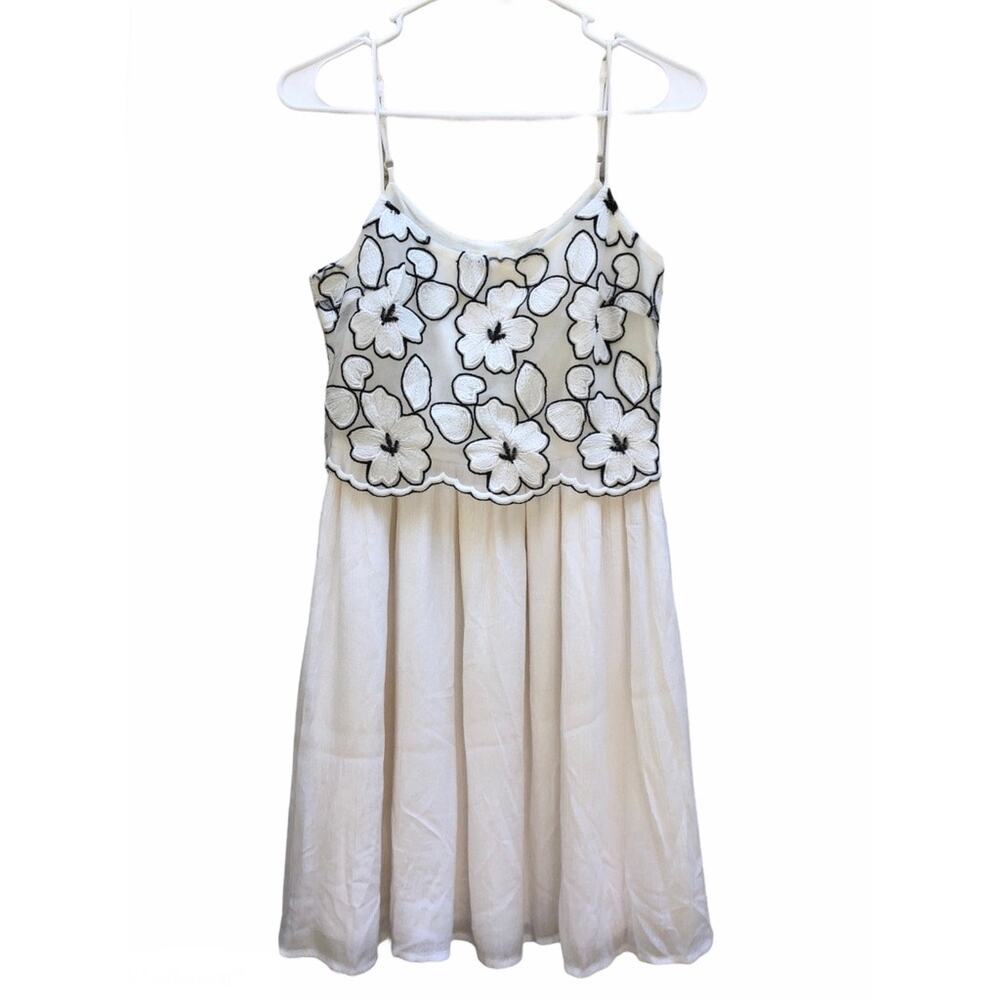 Altar'd State Ivory Dress Floral Overlay Adjustable Spaghetti Straps Women's XS